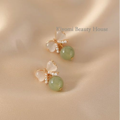 Hetian Jade Bow Earrings