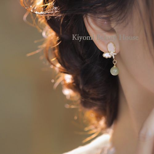 Butterfly Hetian Jade Earrings