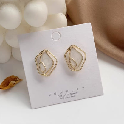 Korean Inspired Minimalist Geometric Shell Earrings