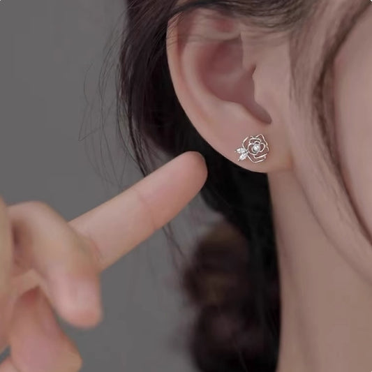 925 sterling silver pearl flower earrings