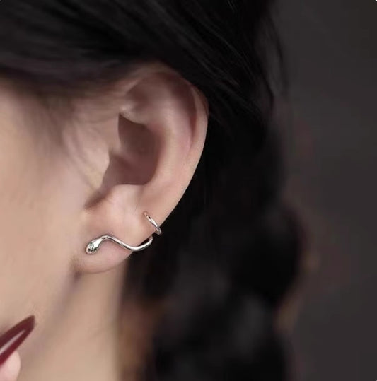 925 Sterling Silver Snake-Shaped Earrings