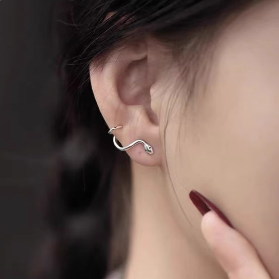 925 Sterling Silver Snake-Shaped Earrings
