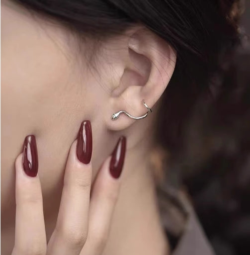 925 Sterling Silver Snake-Shaped Earrings