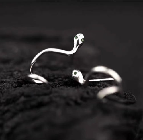 925 Sterling Silver Snake-Shaped Earrings