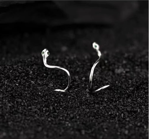 925 Sterling Silver Snake-Shaped Earrings