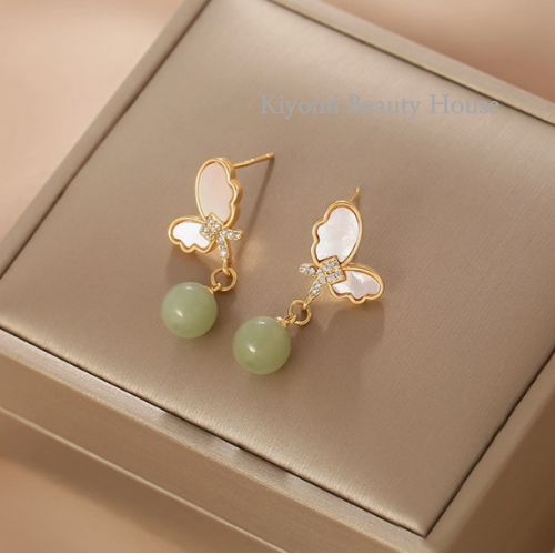 Butterfly Hetian Jade Earrings