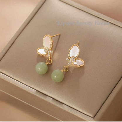Butterfly Hetian Jade Earrings