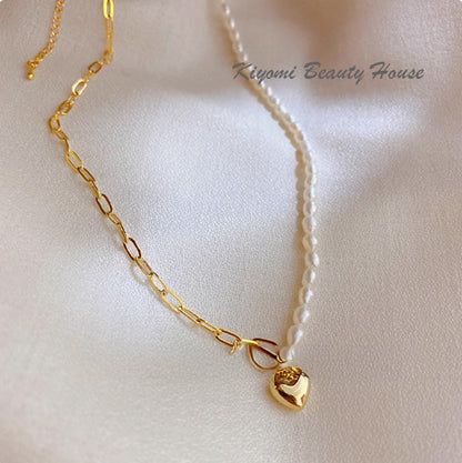 Asymmetric Natural Freshwater Pearl Clavicle Necklace