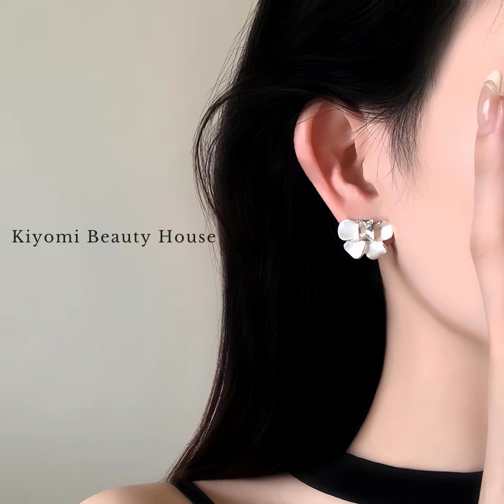 2-Way Floral Princess-Cut Stud Earrings