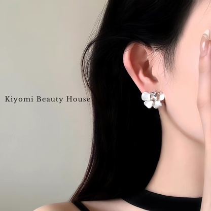 2-Way Floral Princess-Cut Stud Earrings