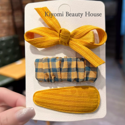 Korean-Style Cute Plaid Bow Hair Clip