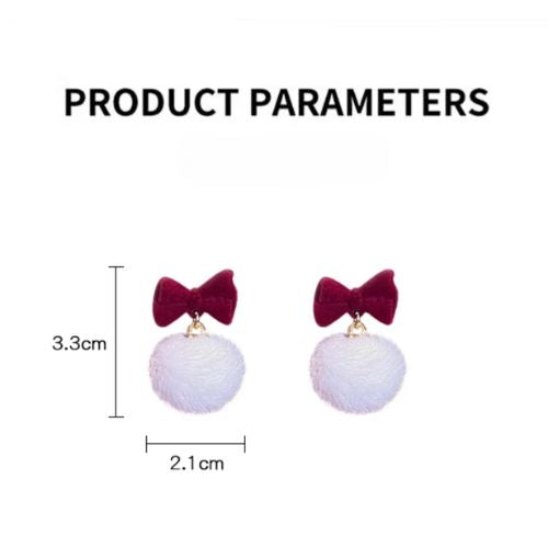 New year Christmas Bow Pom Stud Earrings
