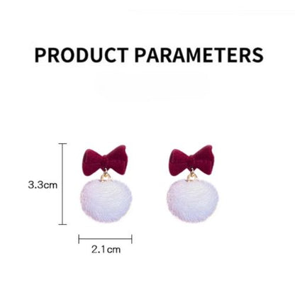 New year Christmas Bow Pom Stud Earrings