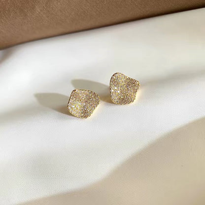 Sparkling Irregular Gold Stud Earrings