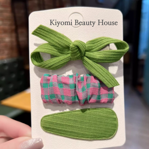 Korean-Style Cute Plaid Bow Hair Clip