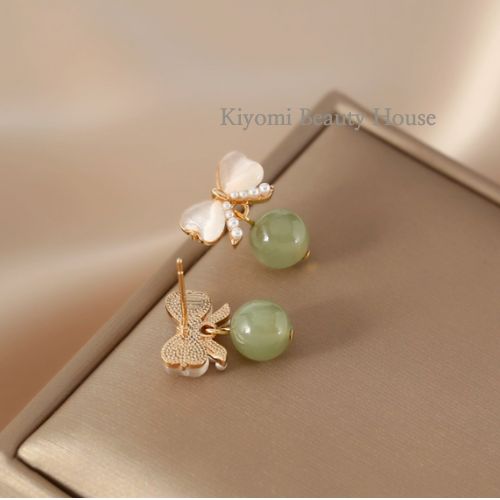 Hetian Jade Bow Earrings
