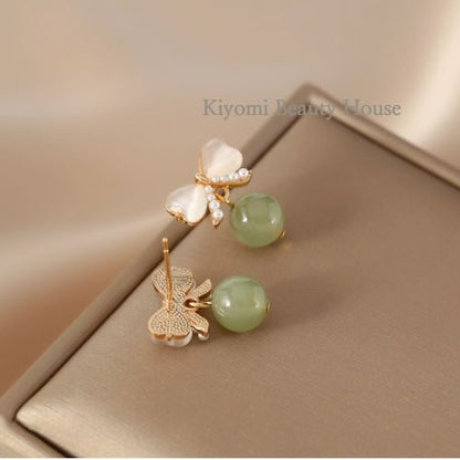 Hetian Jade Bow Earrings