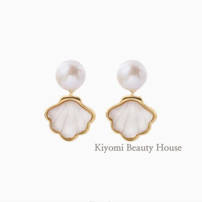 Shell-Shaped Pearl Earrings