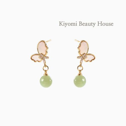 Butterfly Hetian Jade Earrings