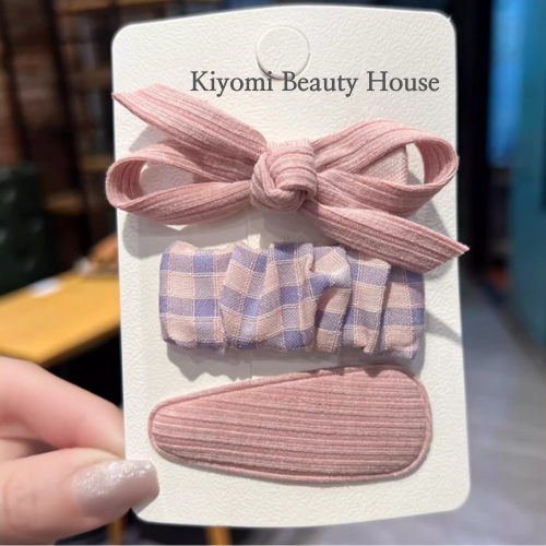 Korean-Style Cute Plaid Bow Hair Clip