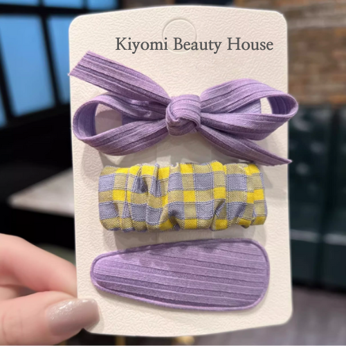 Korean-Style Cute Plaid Bow Hair Clip