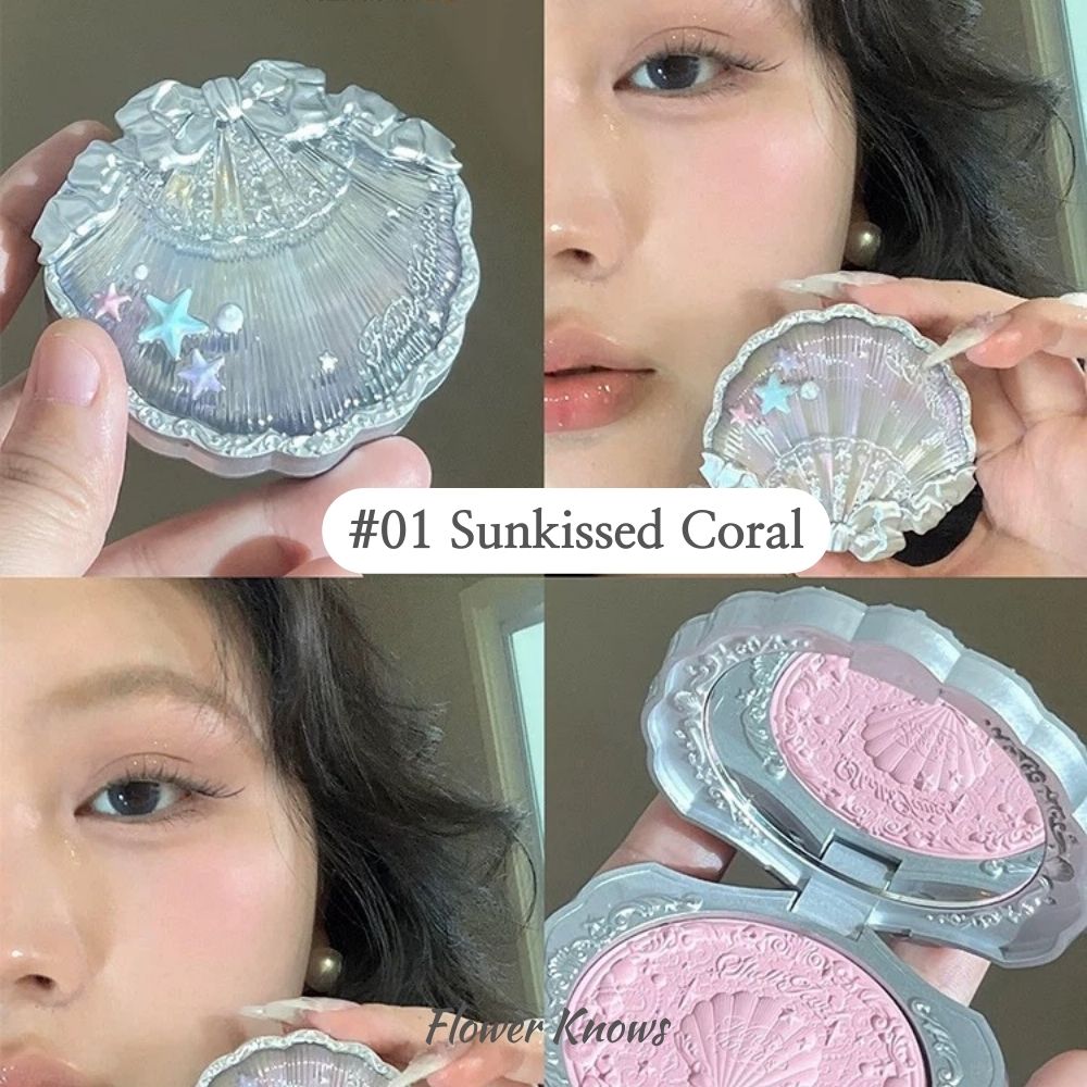 Flower Knows Shell Pearl Silky Embossed Blush 4 colors