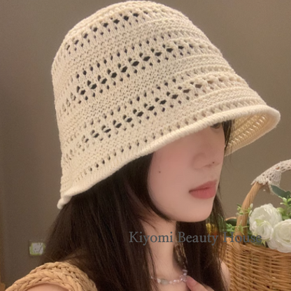 Knitted Hollow-Out Bucket Hat
