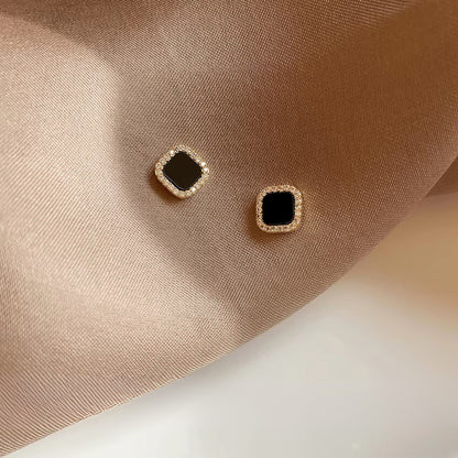 Elegant Geometric Black Stud Earrings