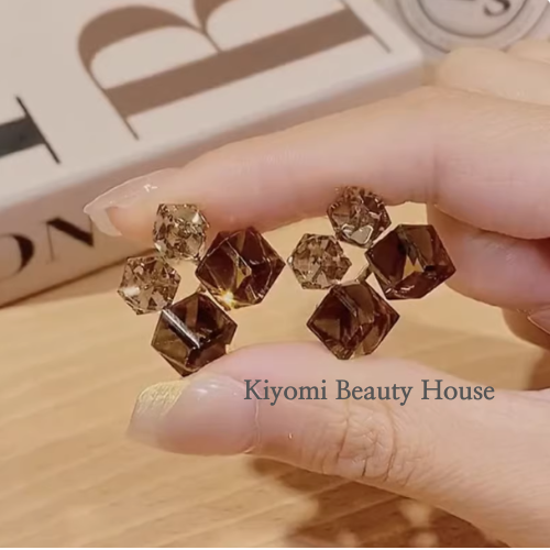 Geometric Crystal Cube Earrings