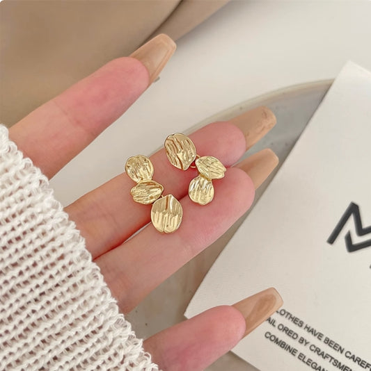 Silver Textured French Stud Earrings Minimalist Luxury  Design