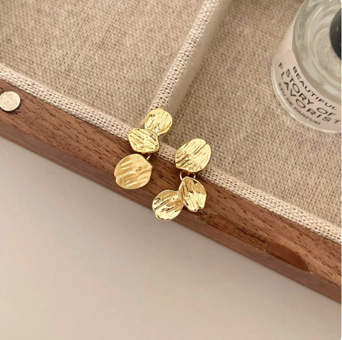 Silver Textured French Stud Earrings Minimalist Luxury  Design