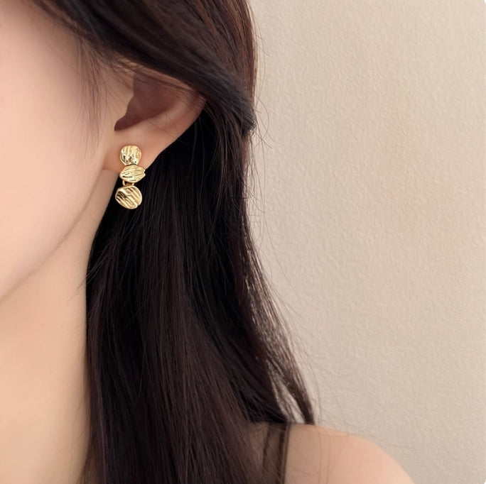 Silver Textured French Stud Earrings Minimalist Luxury  Design