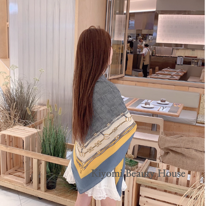 Colorblock Plaid Cotton-Linen Scarf