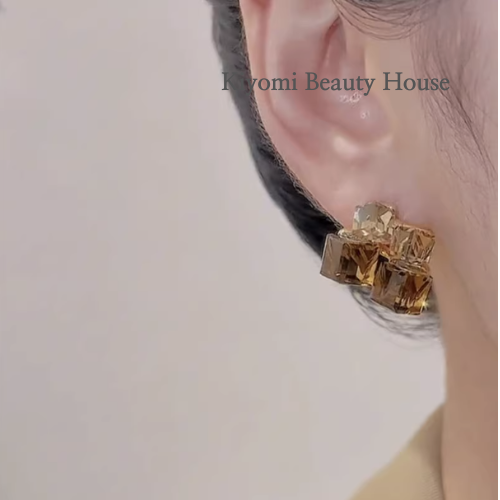 Geometric Crystal Cube Earrings