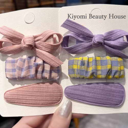 Korean-Style Cute Plaid Bow Hair Clip