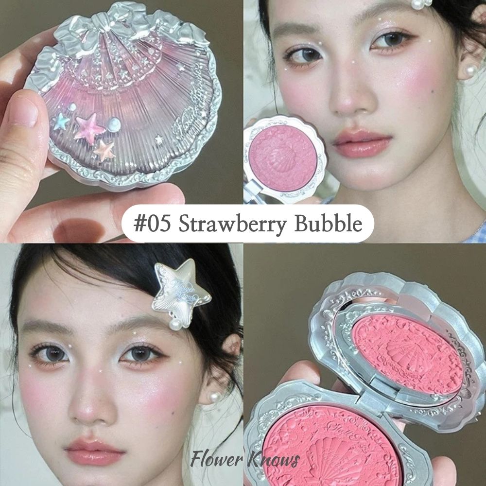 Flower Knows Shell Pearl Silky Embossed Blush 4 colors