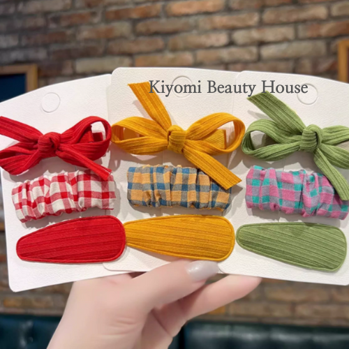 Korean-Style Cute Plaid Bow Hair Clip
