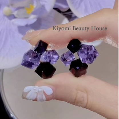 Geometric Crystal Cube Earrings