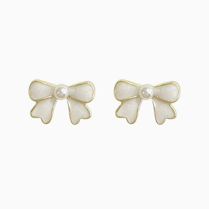 S925 silver needle gentle bow earrings