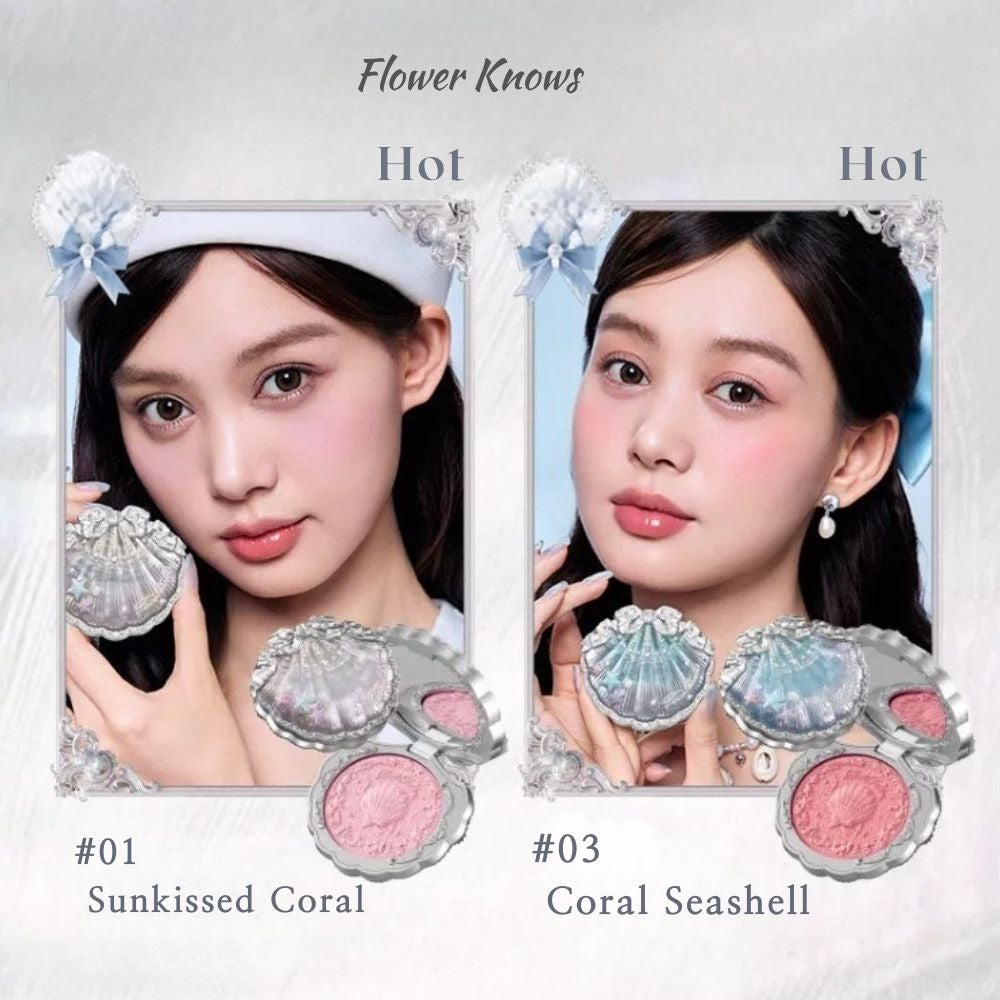 Flower Knows Shell Pearl Silky Embossed Blush 4 colors