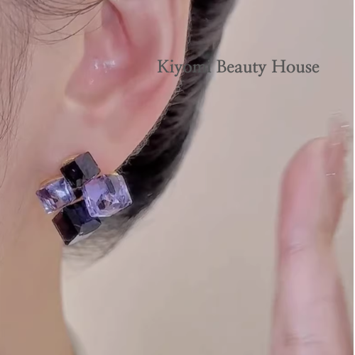 Geometric Crystal Cube Earrings