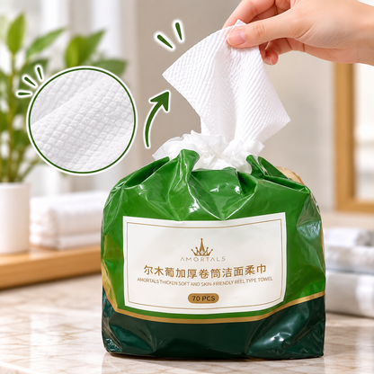 AMORTALS Disposable Face Towels – 70 Pcs