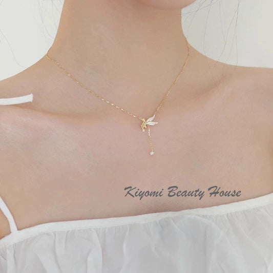 Tassel Crystal Angel Star Charm Pendants Necklace