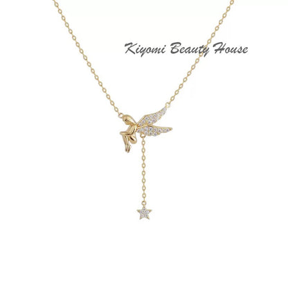 Tassel Crystal Angel Star Charm Pendants Necklace
