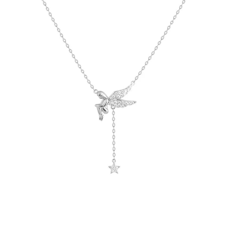 Tassel Crystal Angel Star Charm Pendants Necklace