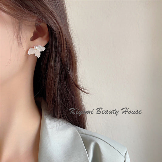 Half Flower Pearl Earrings