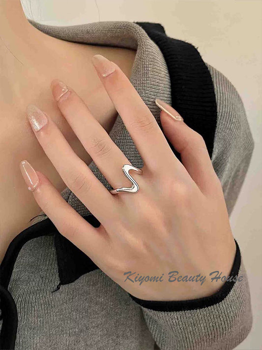 Irregular Curve Wave Open Index Finger Ring