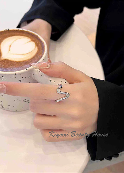 Irregular Curve Wave Open Index Finger Ring