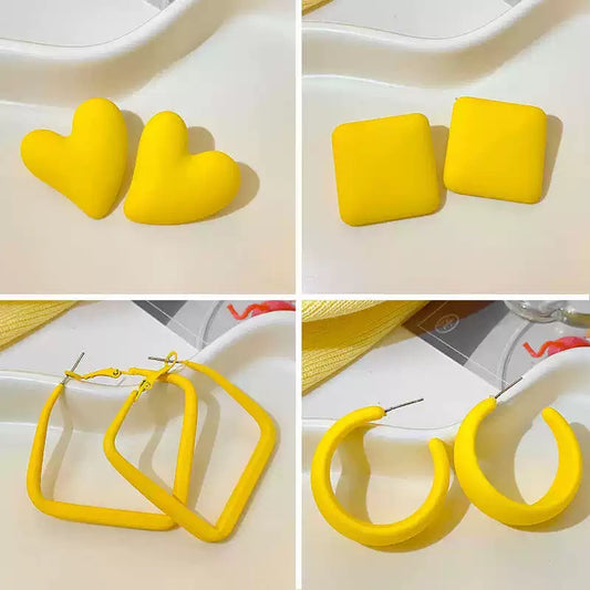 Yellow Pink geometric earrings