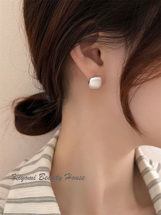 Metallic Square Stud Earrings